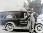 Oscar Wilke & the first delivery truck, around 1920s
